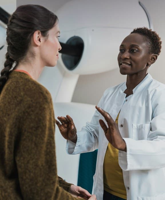 A patient in consultation with her provider